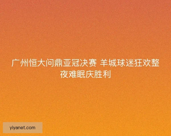 广州恒大问鼎亚冠决赛 羊城球迷狂欢整夜难眠庆胜利