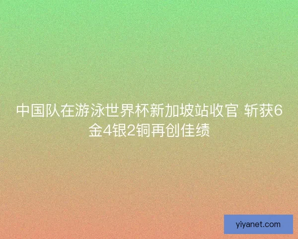 中国队在游泳世界杯新加坡站收官 斩获6金4银2铜再创佳绩