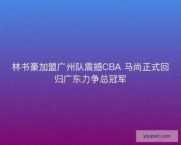 林书豪加盟广州队震撼CBA 马尚正式回归广东力争总冠军